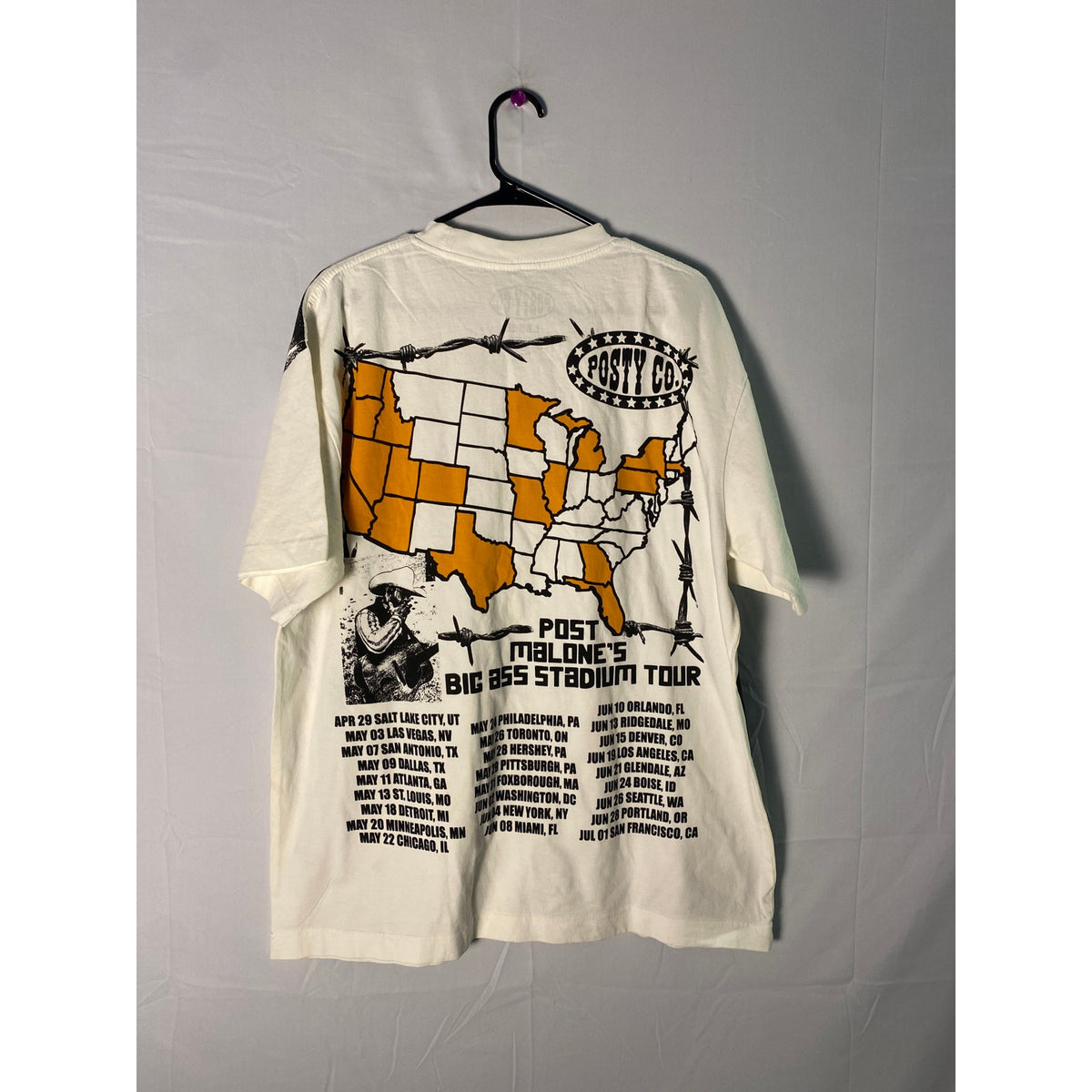Post Malone's Posty Co Big Ass Stadium Tour Tee Shirt Men's Size Large