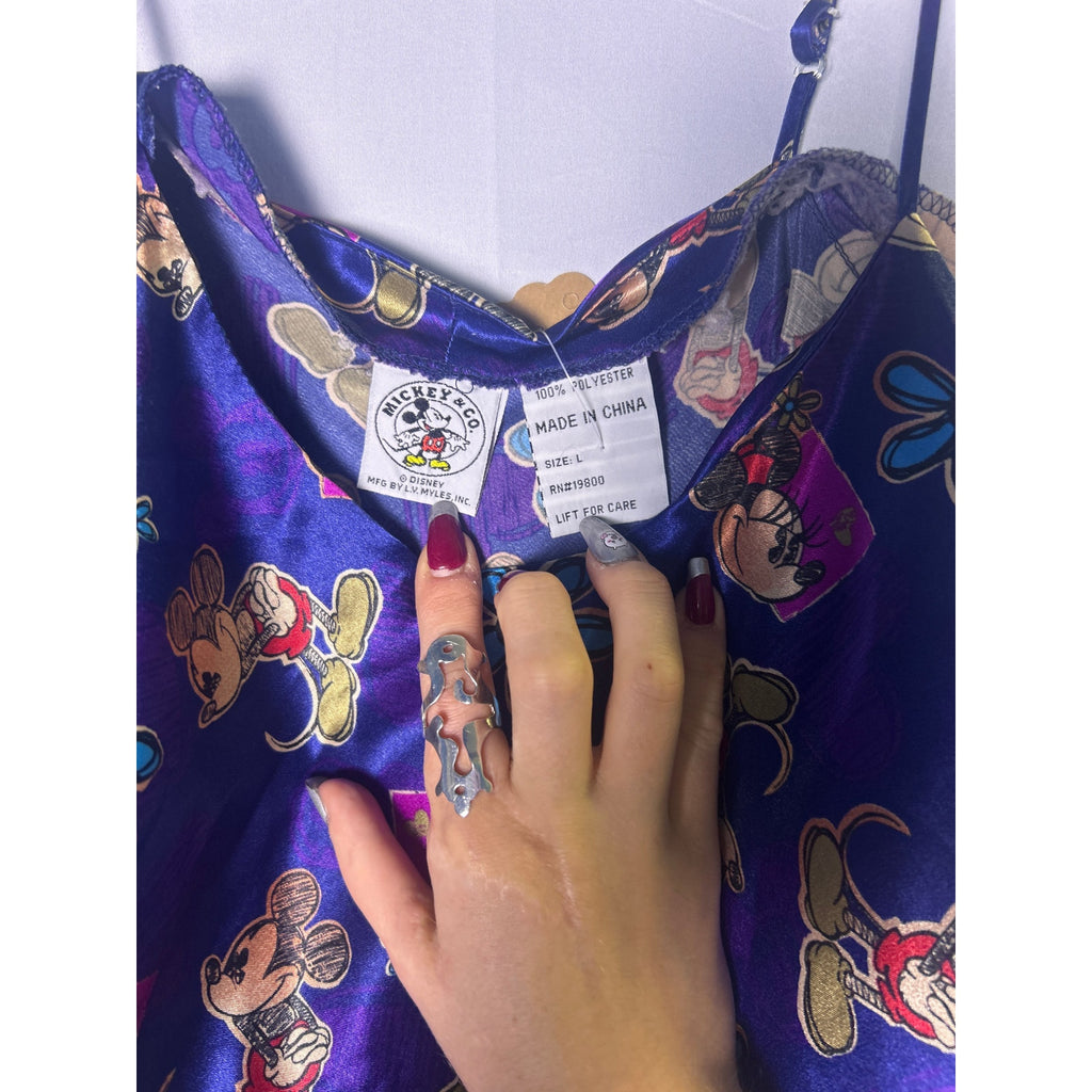 Vintage Y2K Mickey & Co. Navy Blue Disney Mickey Mouse Slip Dress Women's Large