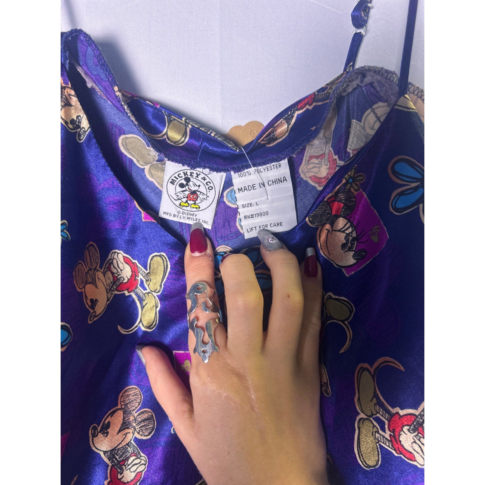 Vintage Y2K Mickey & Co. Navy Blue Disney Mickey Mouse Slip Dress Women's Large