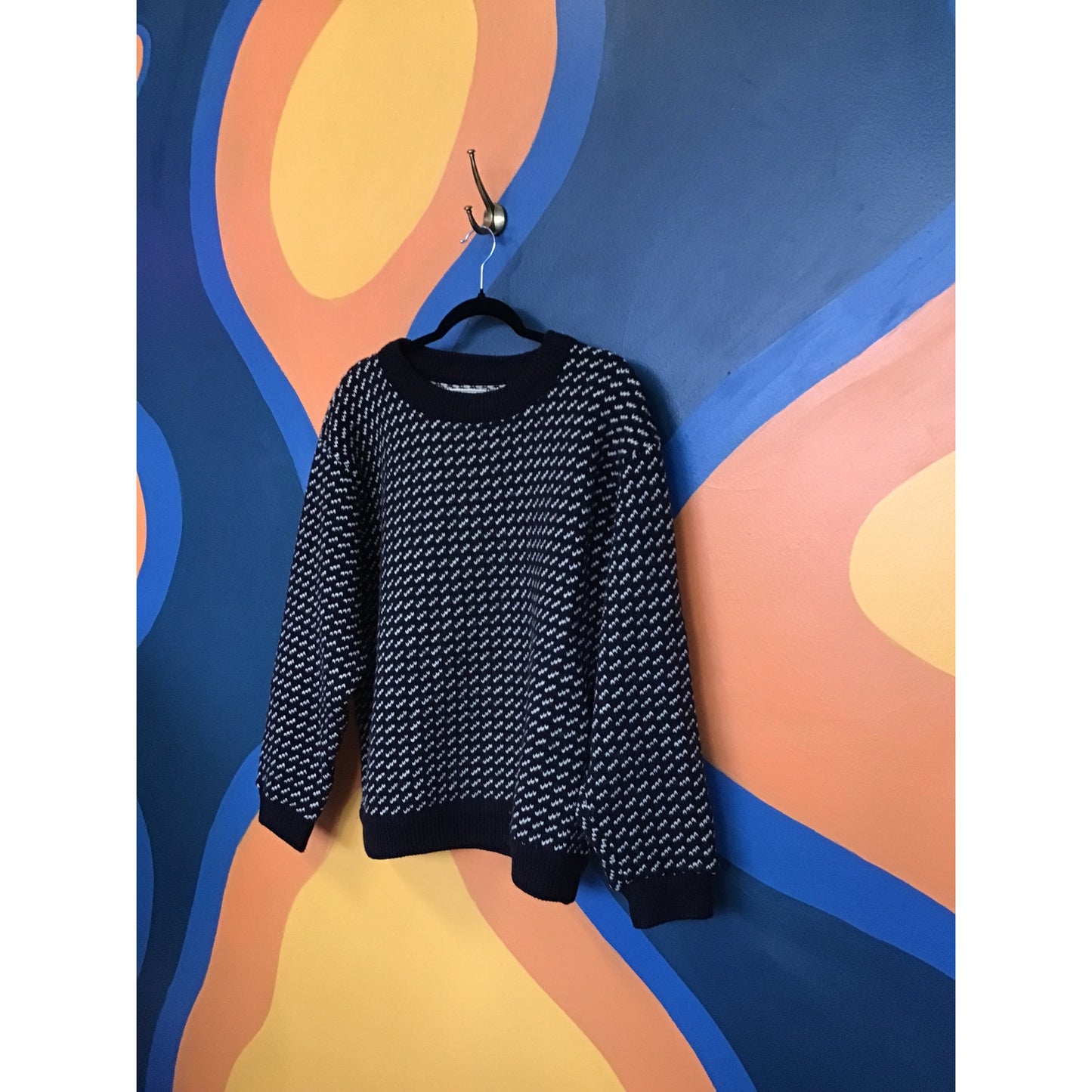 VTG 60's L.L. Bean Wool Blend Pullover Sweater Blue Crew Neck Women's Size Large