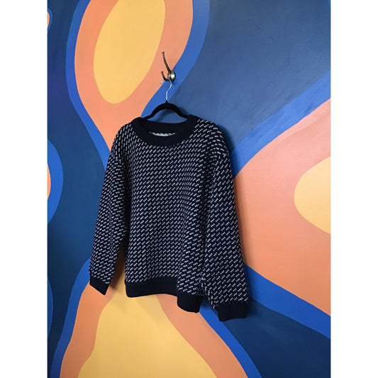 VTG 60's L.L. Bean Wool Blend Pullover Sweater Blue Crew Neck Women's Size Large