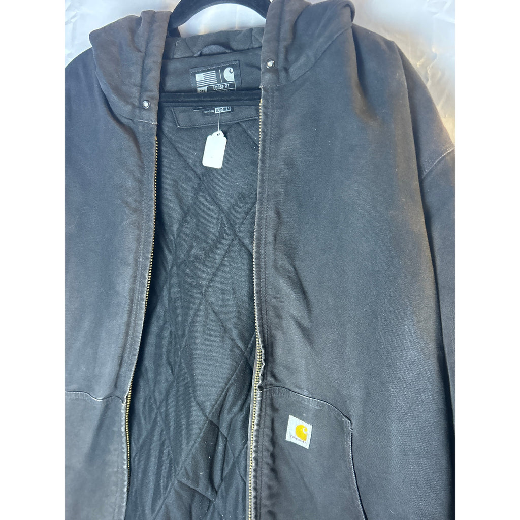 Carhartt Black Full Zip Hoodie Jacket Loose Fit 0J0140-M Men's Size 2XL Tall