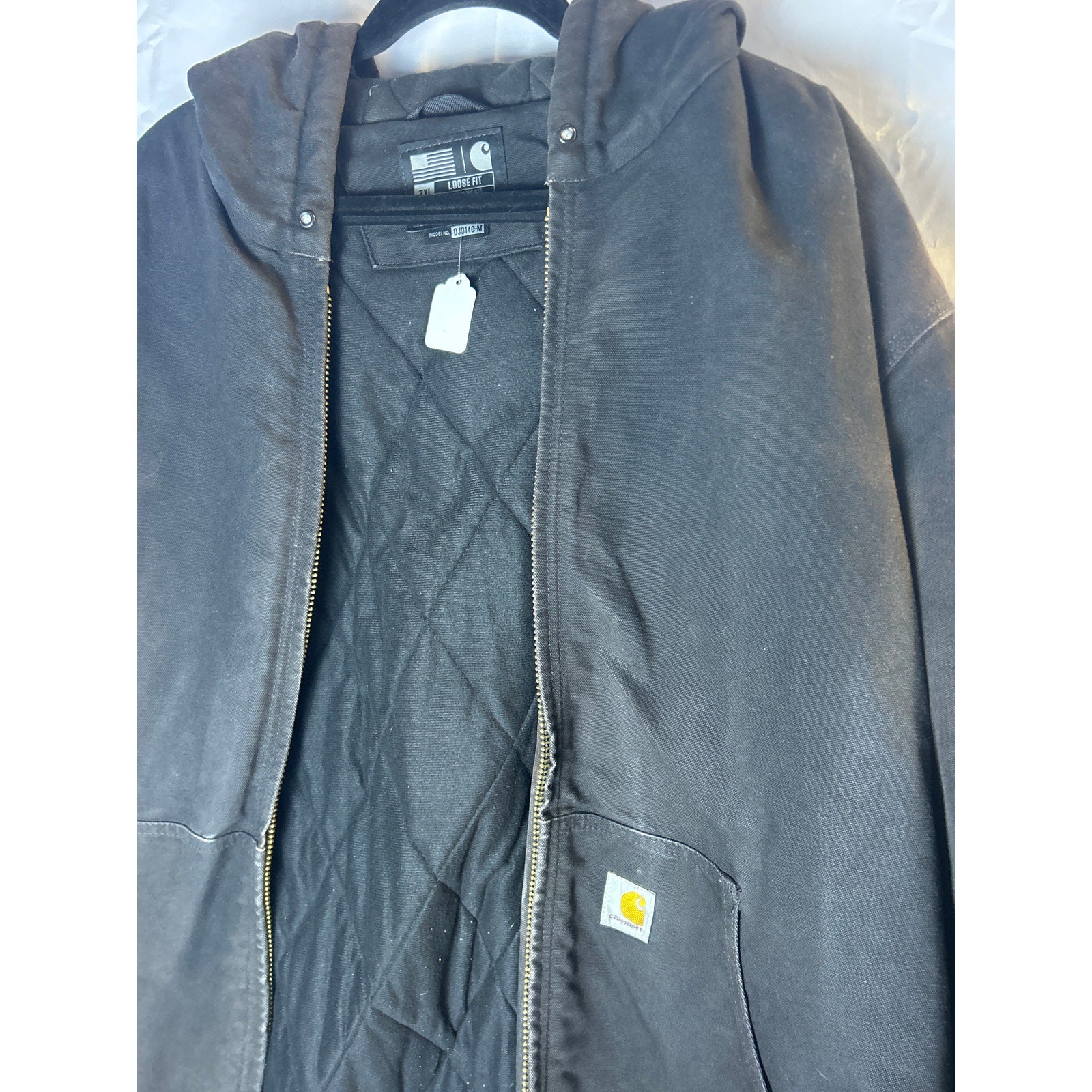 Carhartt Black Full Zip Hoodie Jacket Loose Fit 0J0140-M Men's Size 2XL Tall