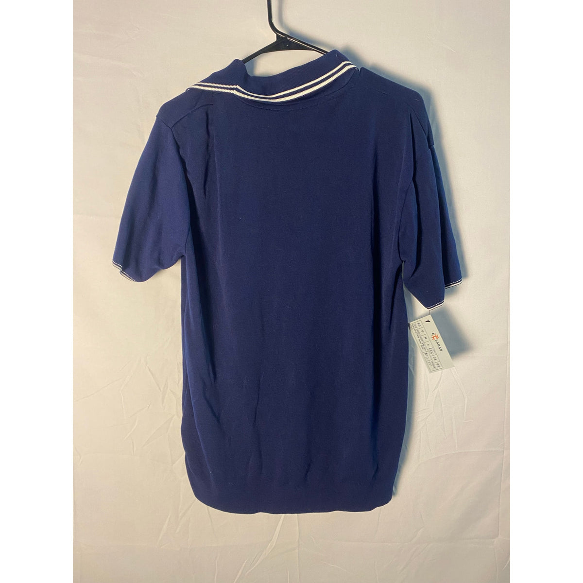 Vintage 60s Irregulars Navy Sailor Knit Polo Shirt Short Sleeve Men's Size XL