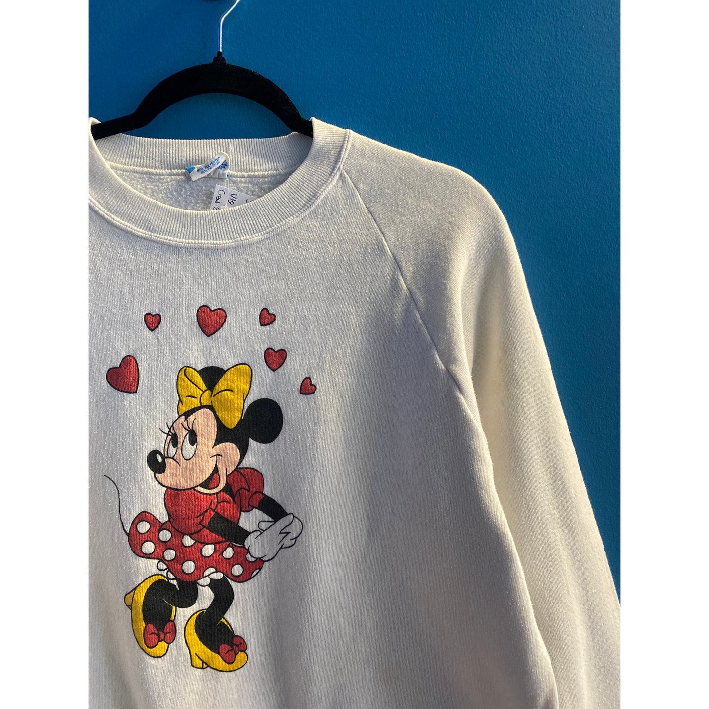 Disney Minnie Mouse Crew Neck Sweatshirt White Single Stitch Women's Size XL