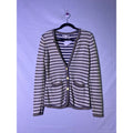 Banana Republic Metallic Blue White Stripes Buttons Cardigan Sweater Women Small