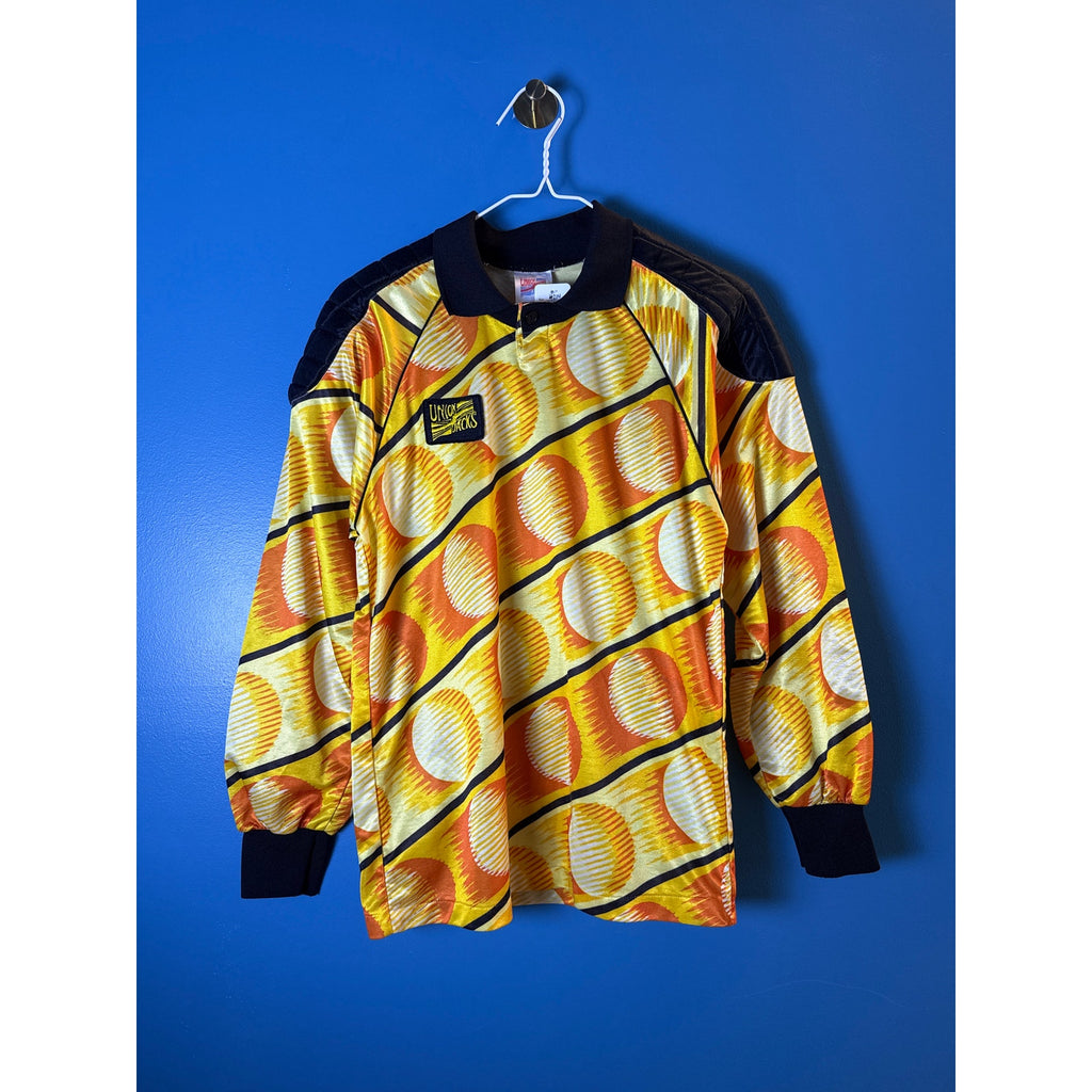 Union Jacks Yellow Black Goalie Shirt Yellow Geo Soccer Football Jersey Size S-M