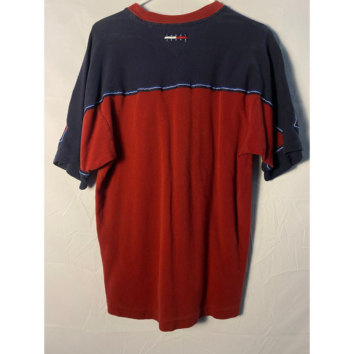 Vintage 90s Tommy Hilfiger Quarter Zip Red Blue Shirt Men's Size Large Crewneck