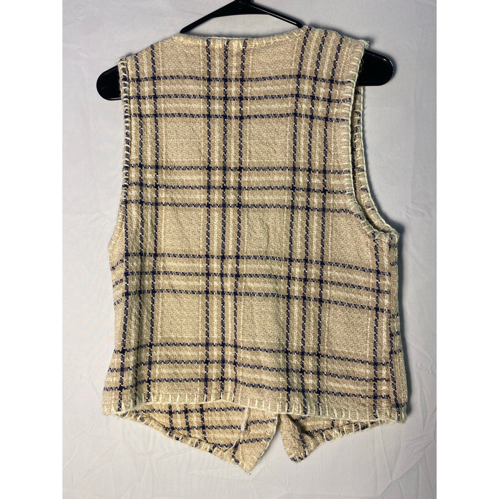 Vintage County Seat Brown Plaid Button Vest Jacket Women's Medium Preppy Chic