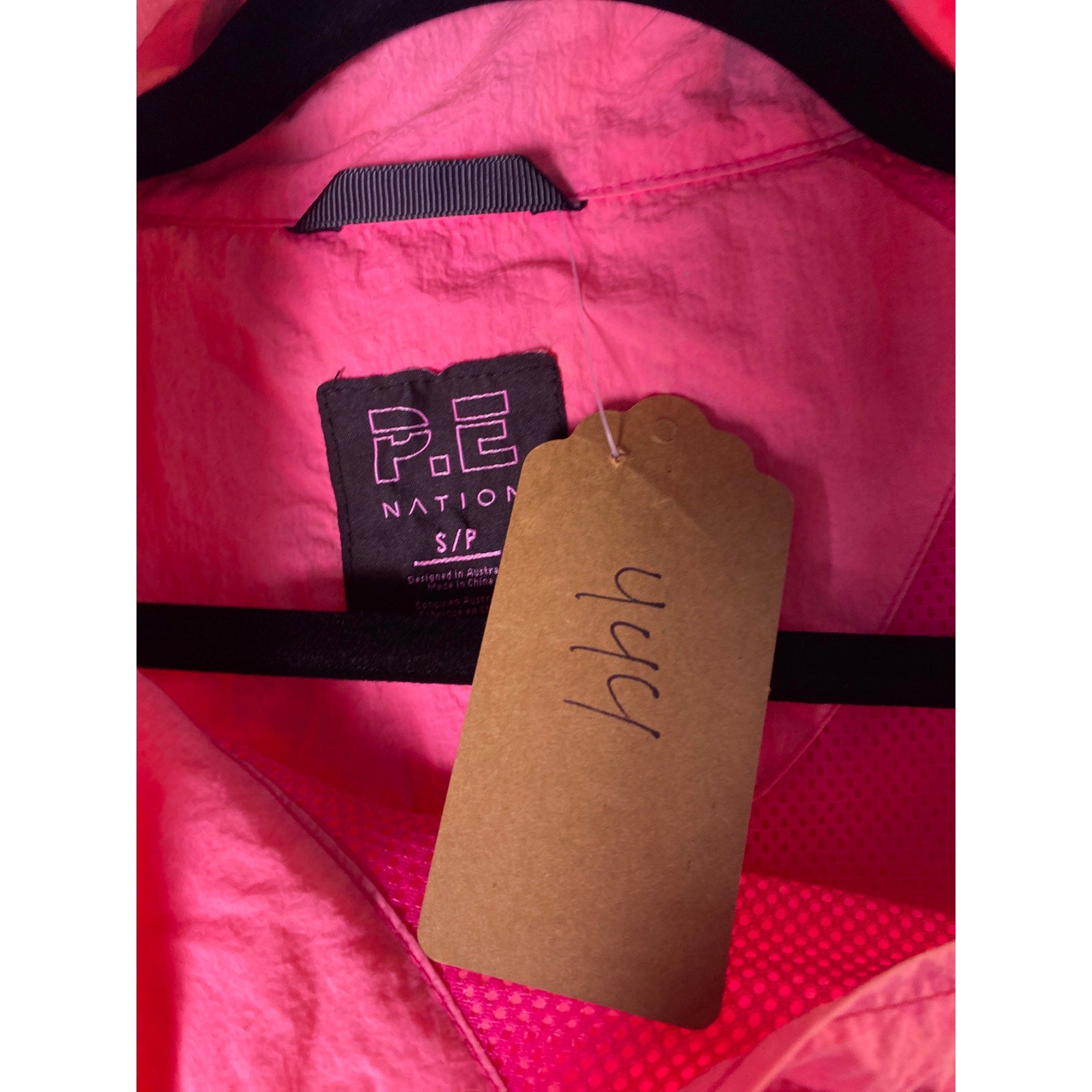 PE. Nation "Run About" Pink Windbreaker Jacket w/ Kangaroo Pocket 1/4 Zip Small