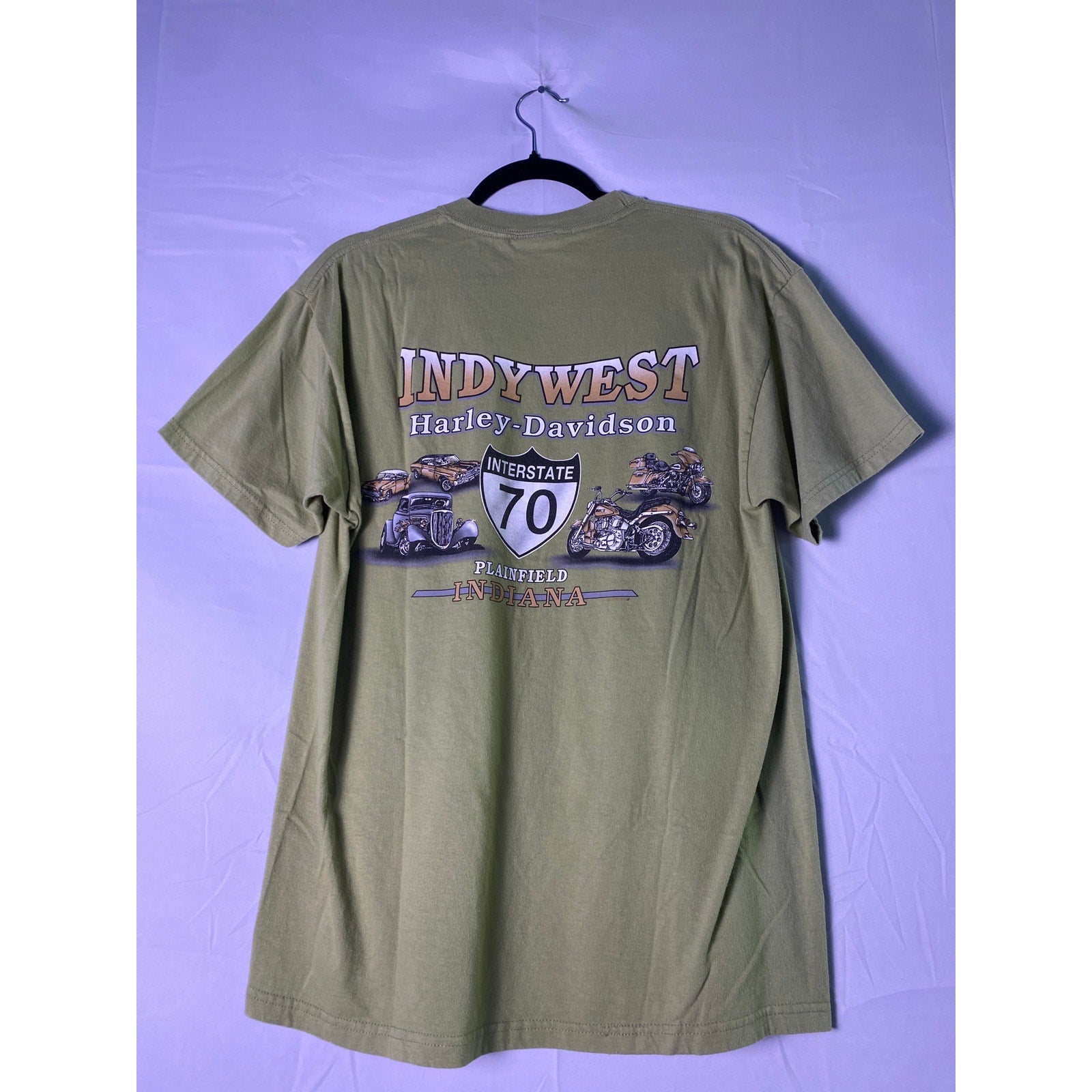 Harley Davidson INDYWEST Plainfield, Indiana Green Shirt Men's Size Large