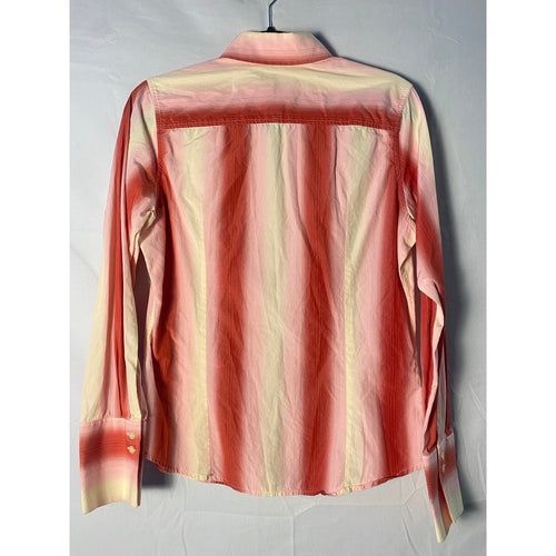 90s-20s Thomas Pink Pink Yellow Striped Cotton Button Up Shirt Long Sleeve Small