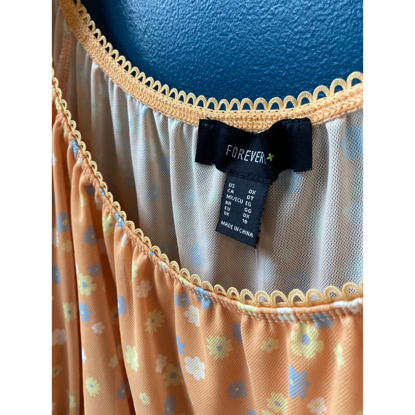 Forever 21 Orange Floral Crop Top Puff Sleeve Women's Size 0X NWT