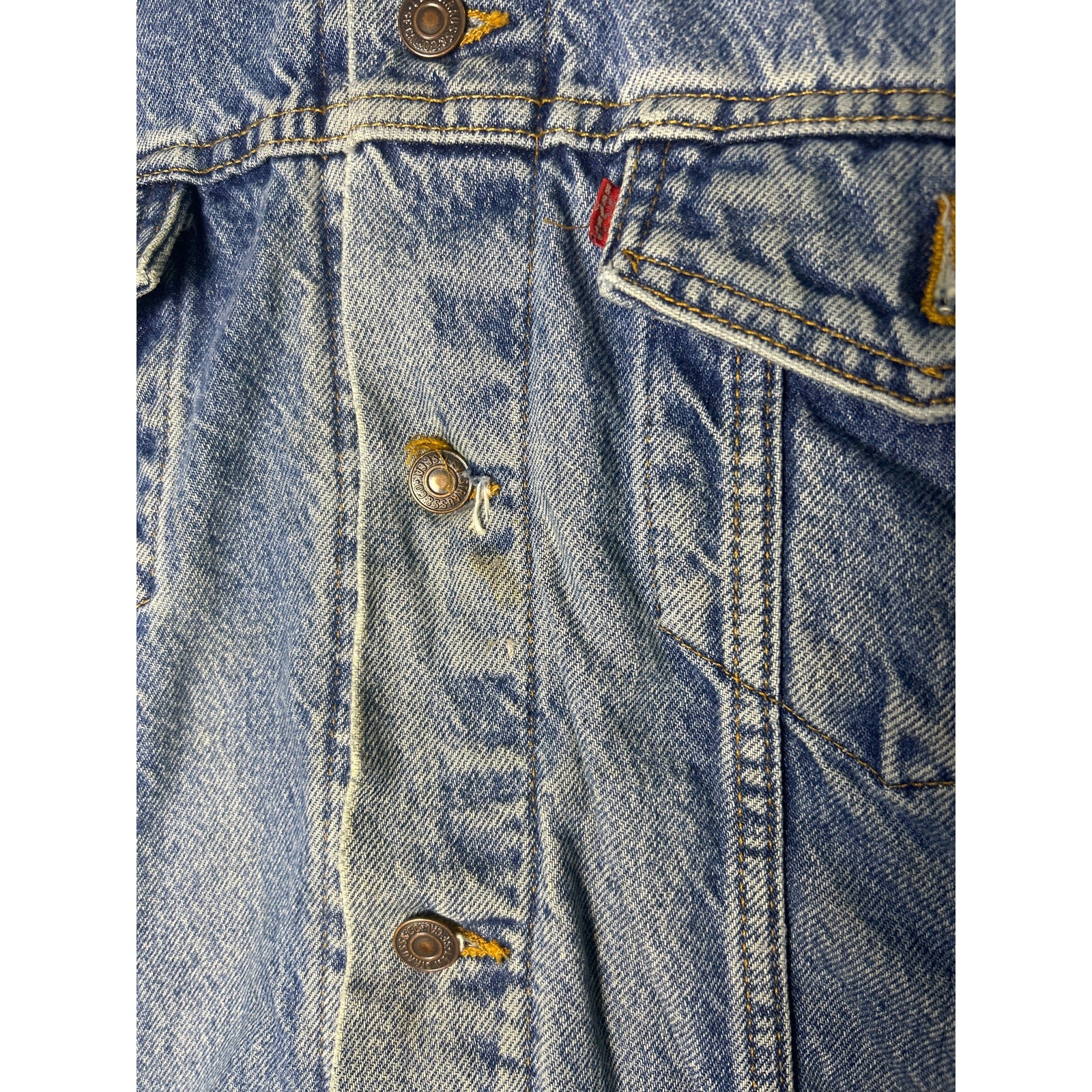 Levi's Lined Jacket Blue Denim Jeans Button Up Light Wash Men's Size Large