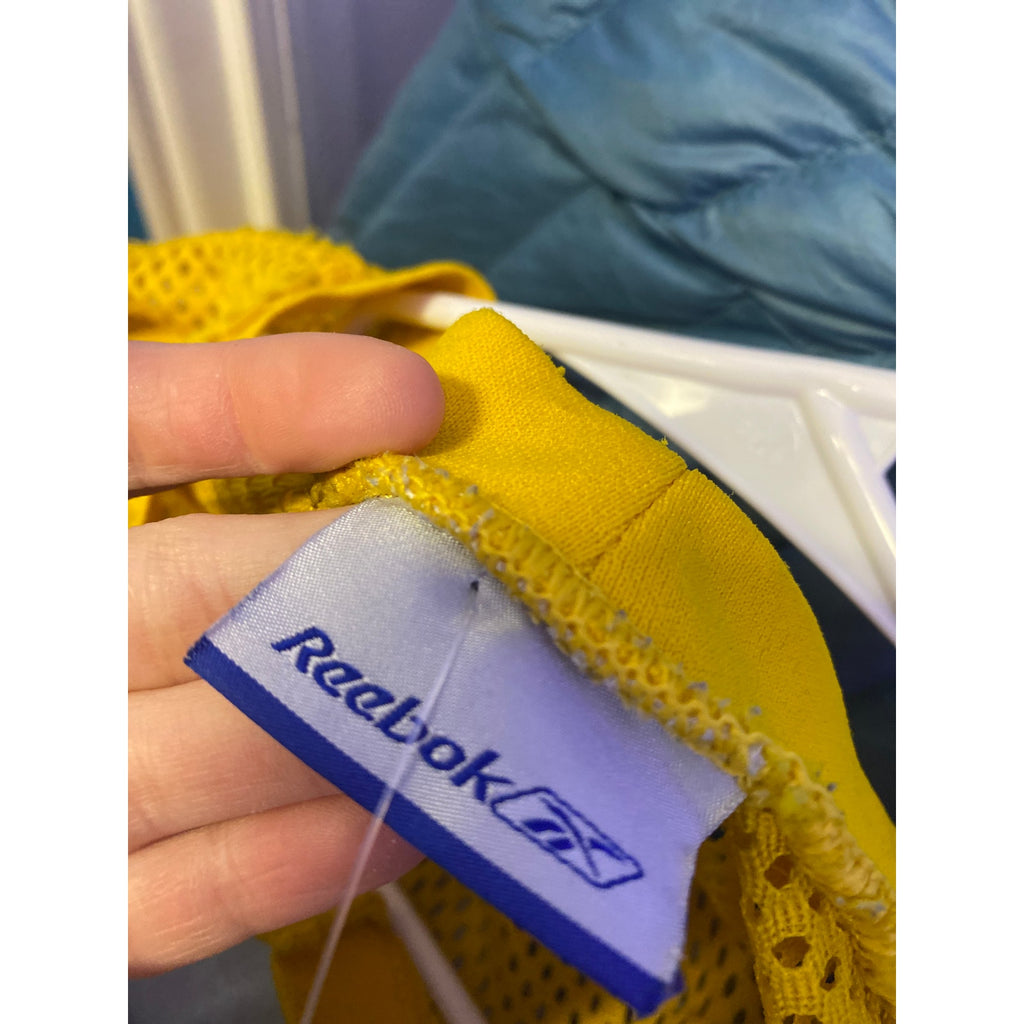 Reebok Cropped Yellow Mesh Jersey Oversized Style Women's Size M/L