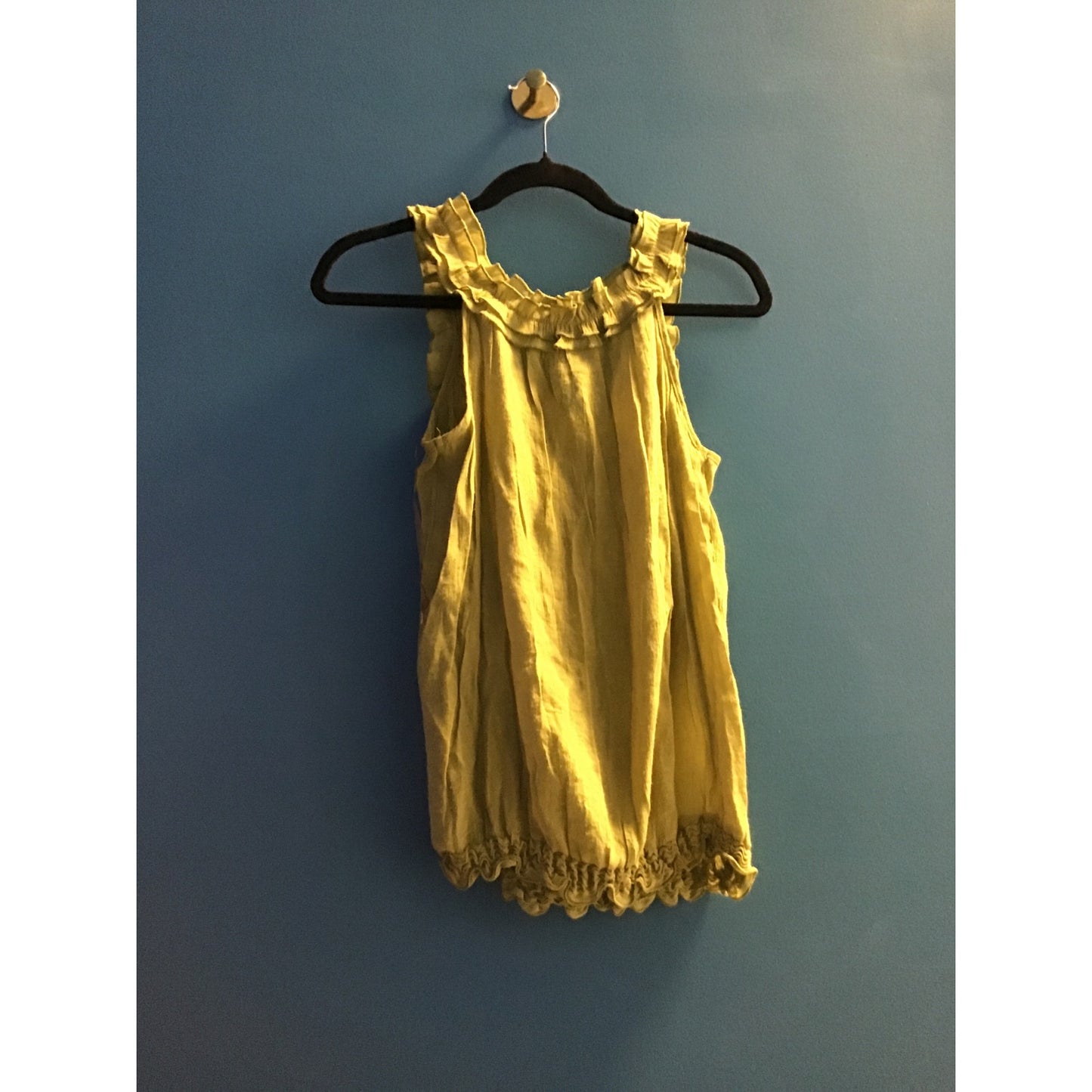 Y2K Millenium Green Rosette Ruffle Top Blouse Sleeveless Women's Size Small