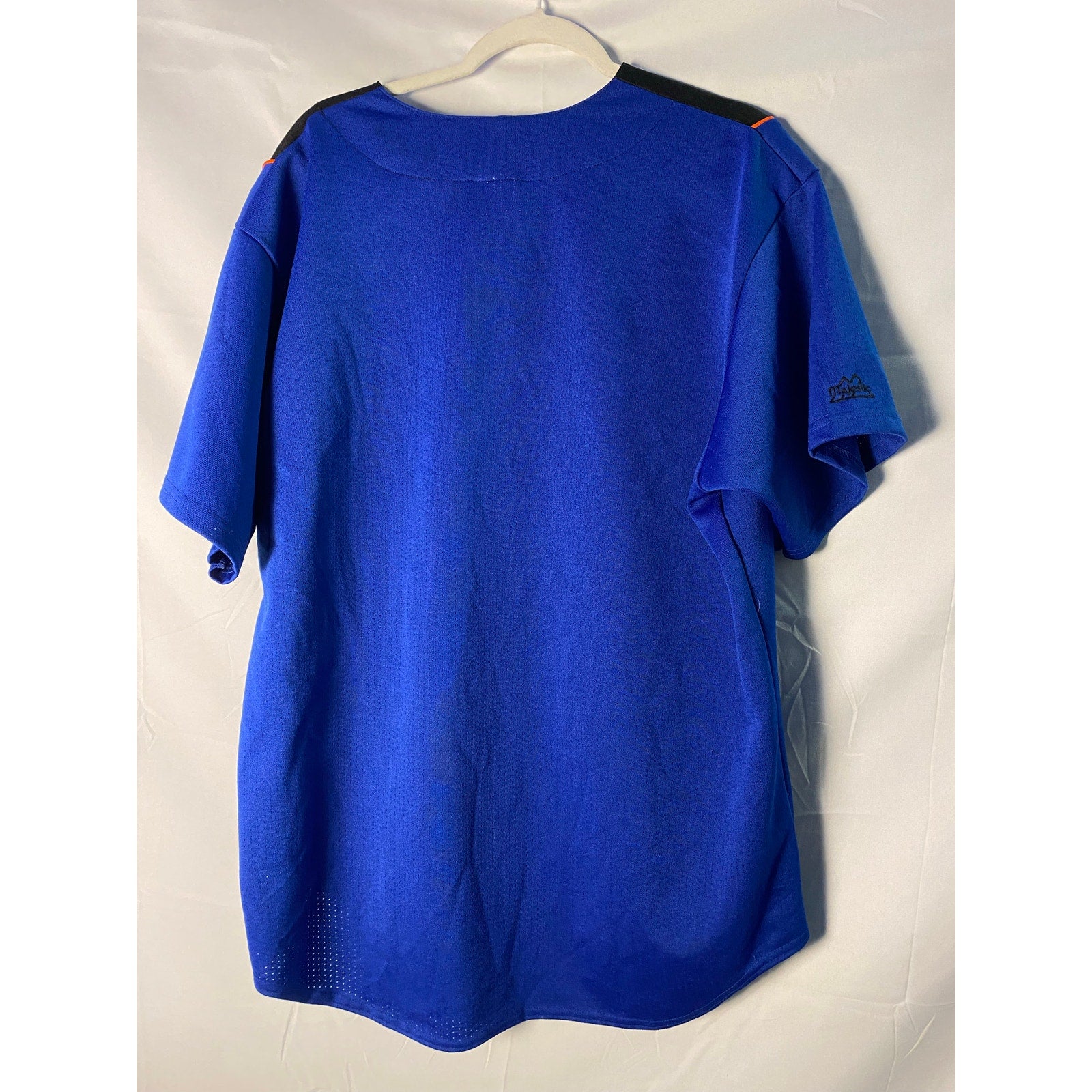 NBA Majestic Knicks Baseball Jersey Button Up Blue Black Men's Size XL