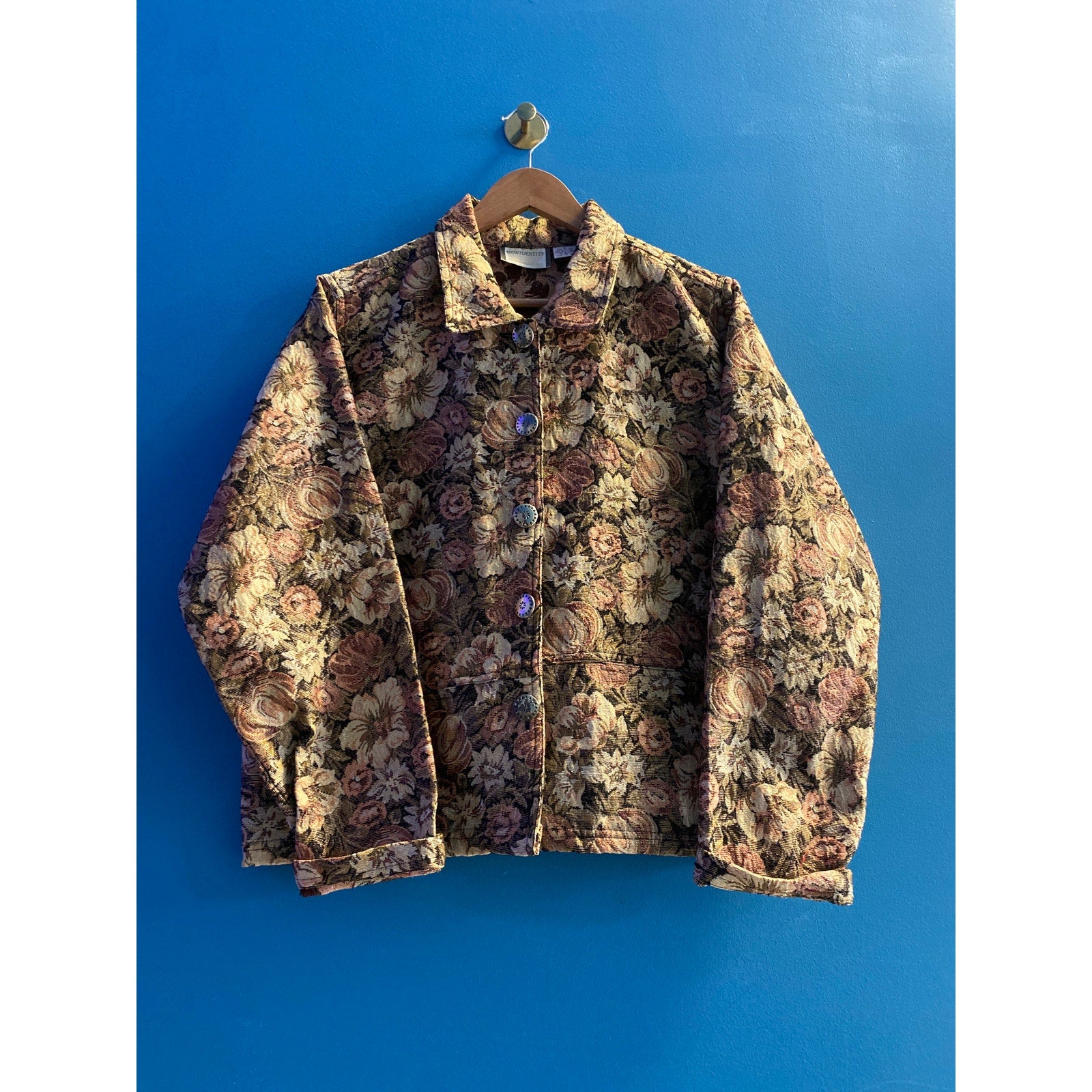Vintage New Identity Tapestry Floral Button Up Jacket Multicolor Women's Large