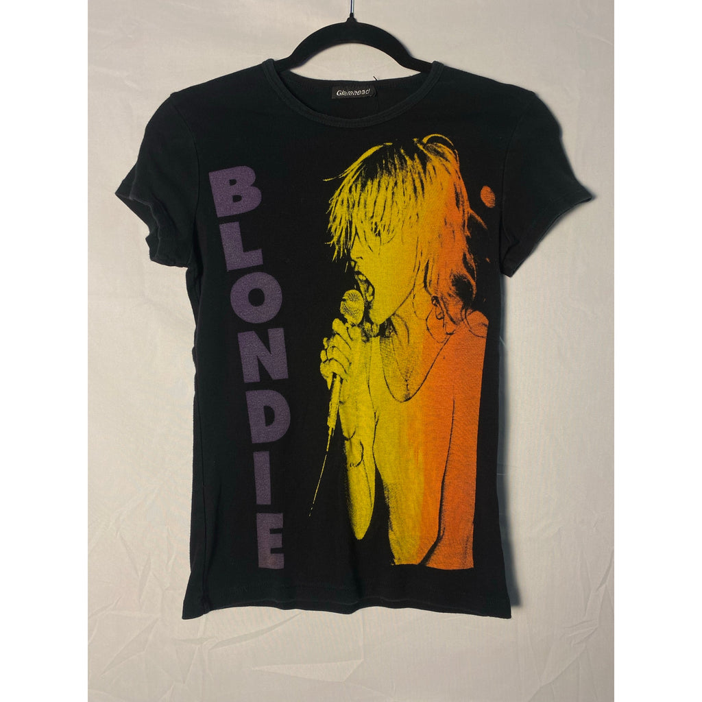 Vintage 90s Glamhead Blondie Graphic Print Black T-shirt Womens XS Petite