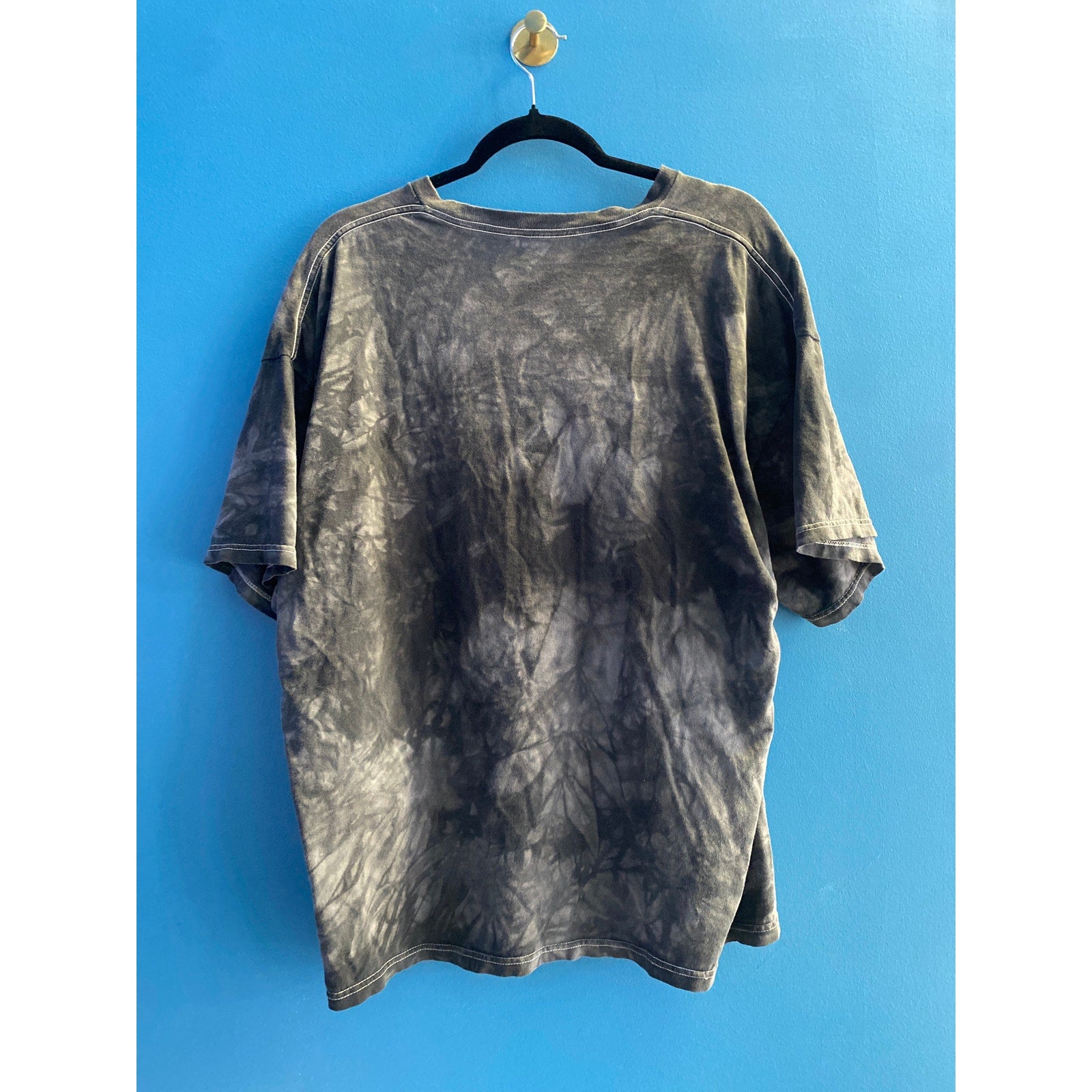 Vintage Wolf Print Tie Dye Shirt Crew Neck Short Sleeve Men's Size XL