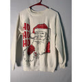 Hanes HOHOHO Santa Claus White Crewneck Pullover Sweatshirt Women's Large