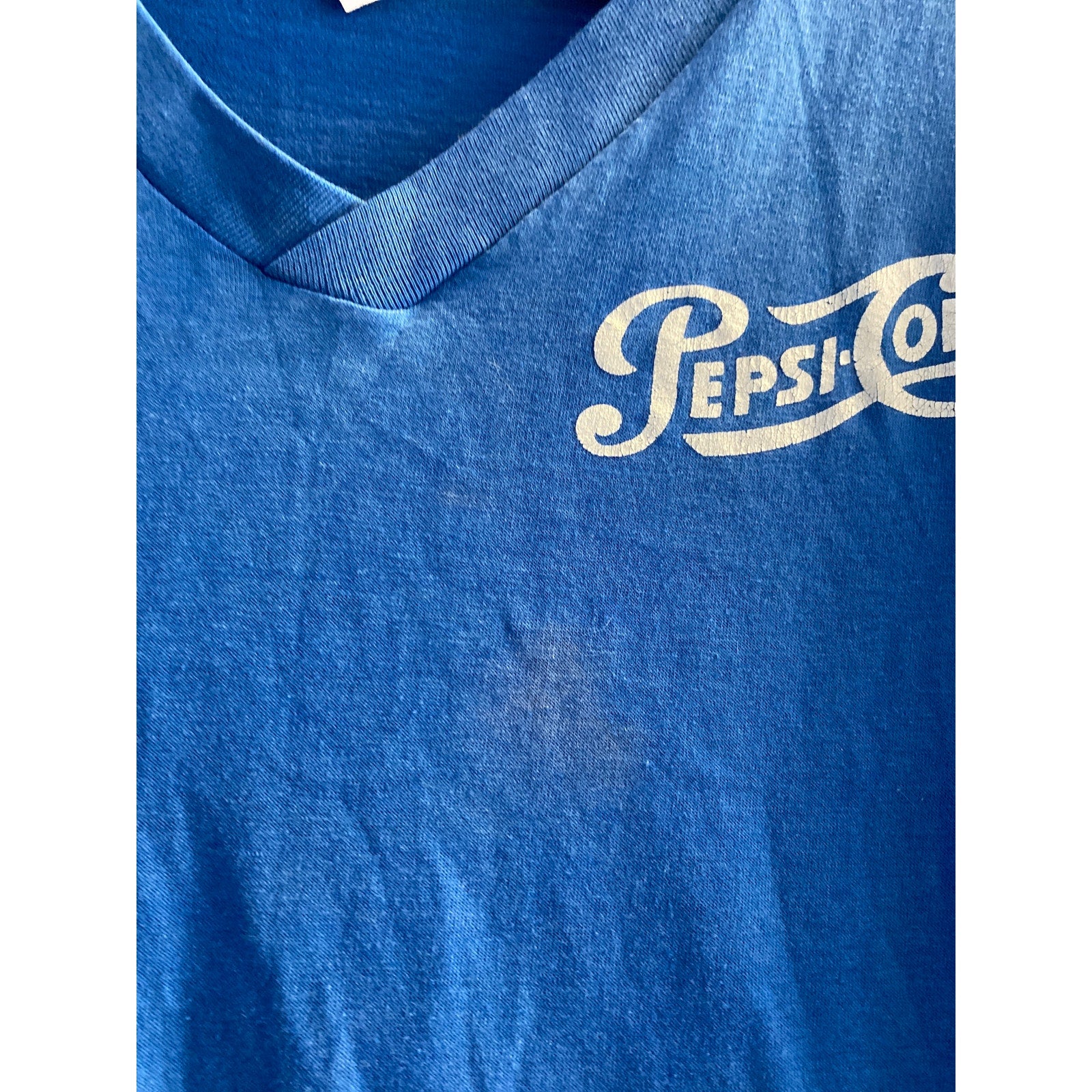 Vintage 90s Pepsi-Cola V-neck Blue Sleep Shirt Logo Print Women's Medium-Large