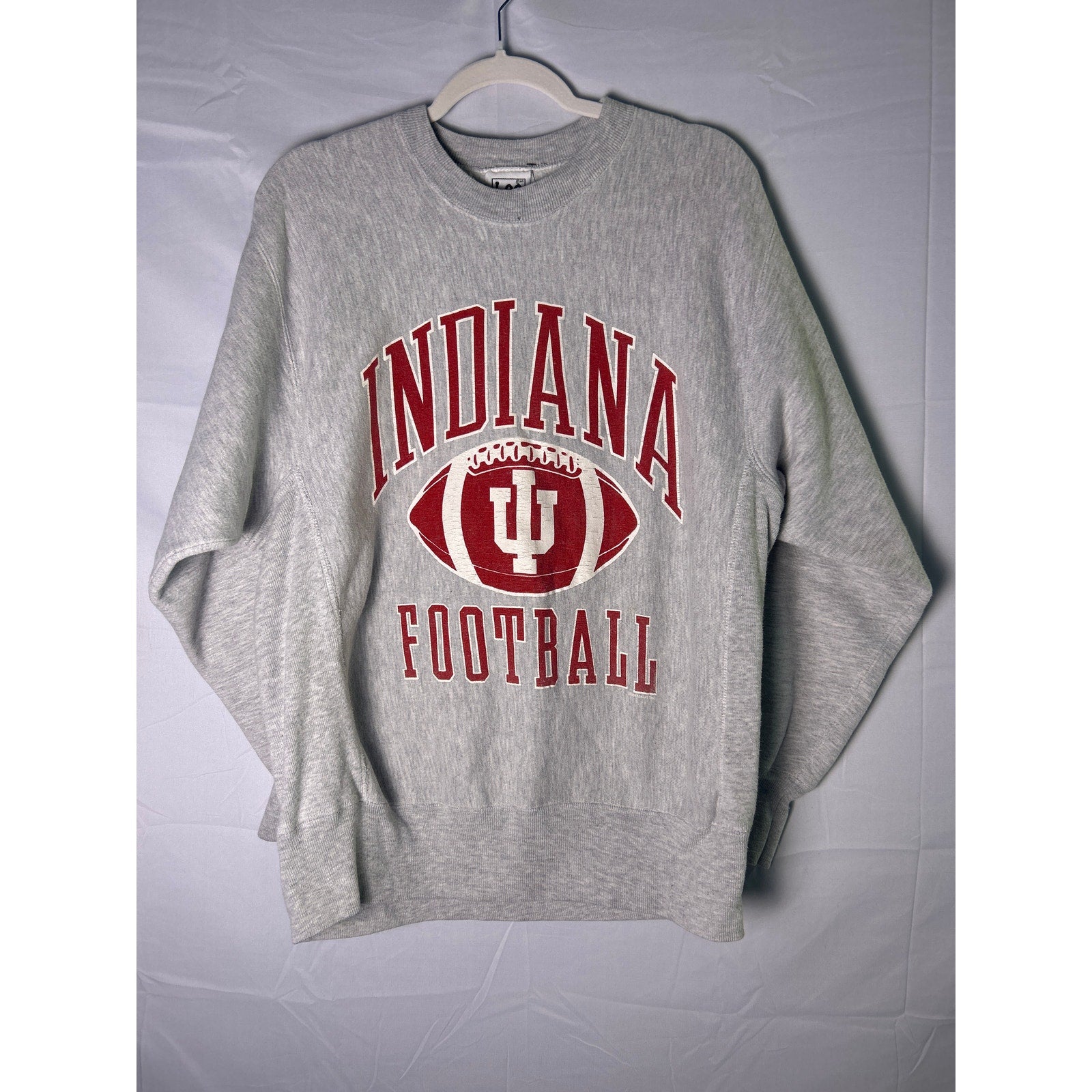 Lee IU INDIANA Football Gray Crewneck Pullover Heavy Sweatshirt Men's Size Large