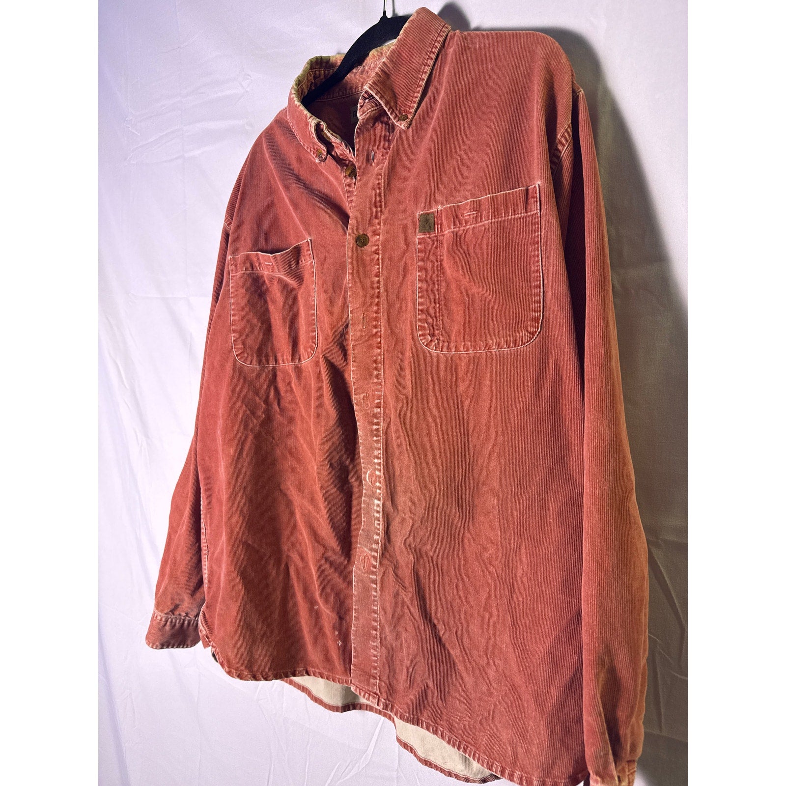 Vintage Ruff Hewn Burnt Orange Long Sleeve Cotton Button Up Shirt Men's Size XL