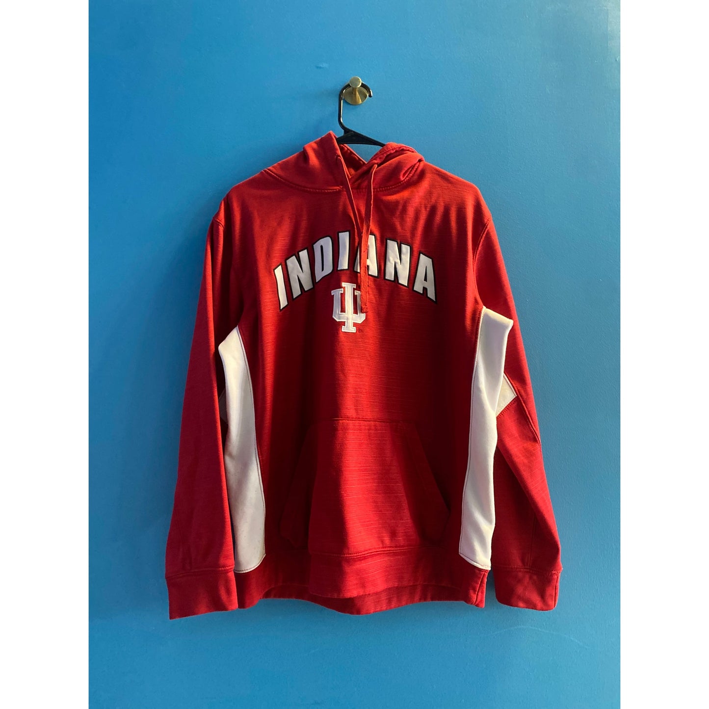 Colosseum IU INDIANA Hoosiers Drawstring Red White Pullover Hoodie Men's Large