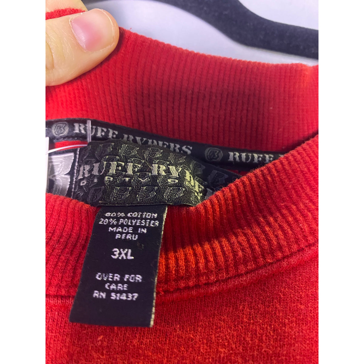 DMX Ruff Ryders Crewneck DIRTY DENIM Ryde or Die Red Sweatshirt Size 3XL