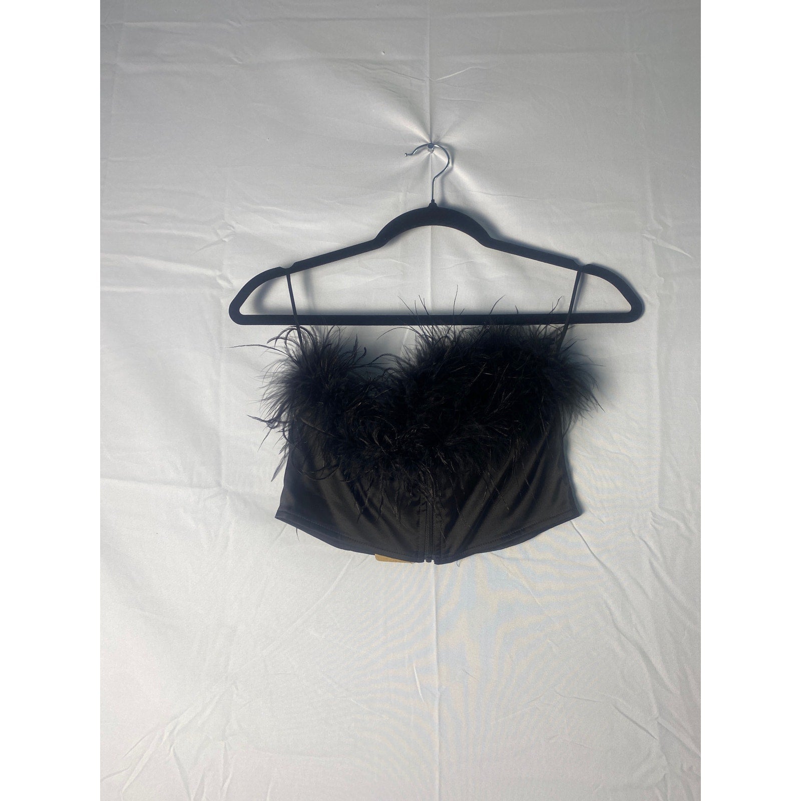 Le Lis Black Feather Corset Top Women's Size Small