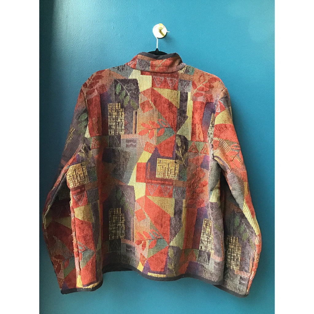 Coldwater Creek Jacket Rust Folk Geometric Woven Full Zip Womens Size XL