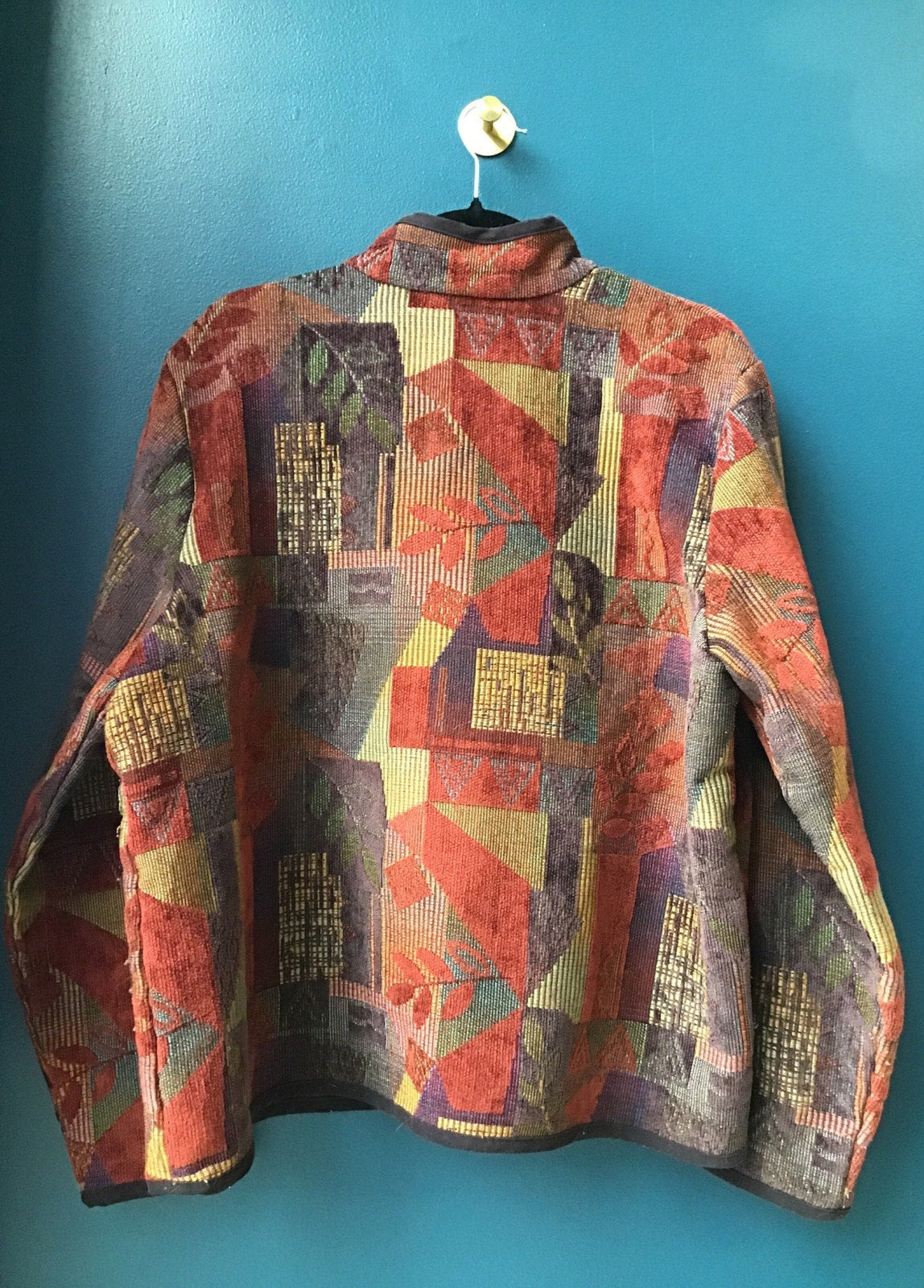 Coldwater Creek Jacket Rust Folk Geometric Woven Full Zip Womens Size XL