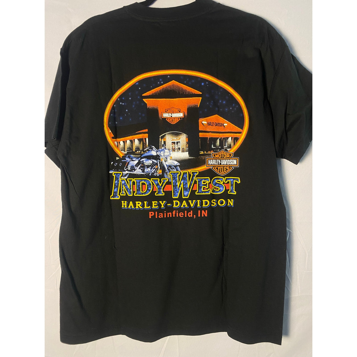 Harley Davidson I got mine at.. INDYWEST Plaindfield, IN Black Graphic Shirt M/L