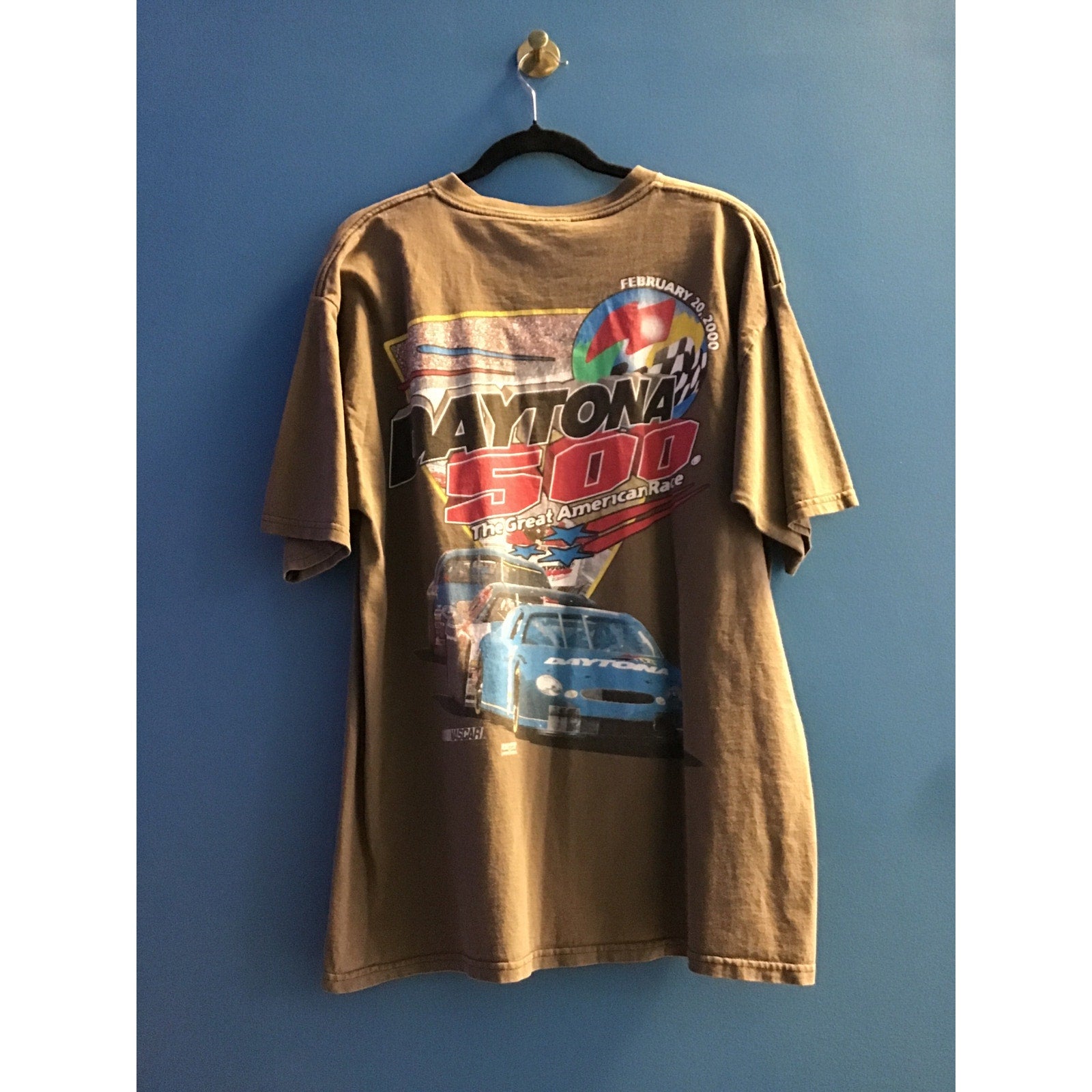 Vintage NASCAR 2000 Daytona 500 Double Sided Brown T-Shirt Men's Size XL