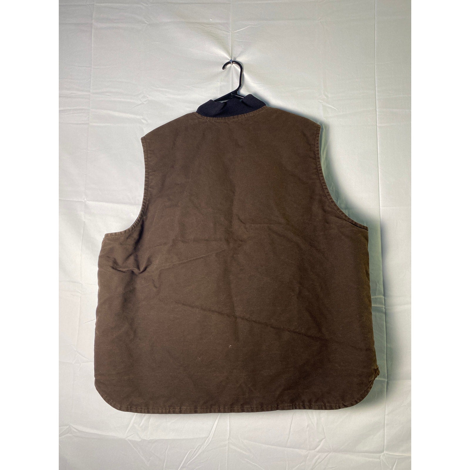 Carhartt Brown Quilt Lined Full Zip Vest Sandstone Jacket Pockets Men's Size 2XL