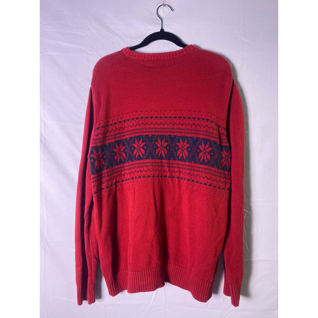 Vintage 90s Nautica Red Chunky Cotton Christmas Snowflakes Sweater Mens Large
