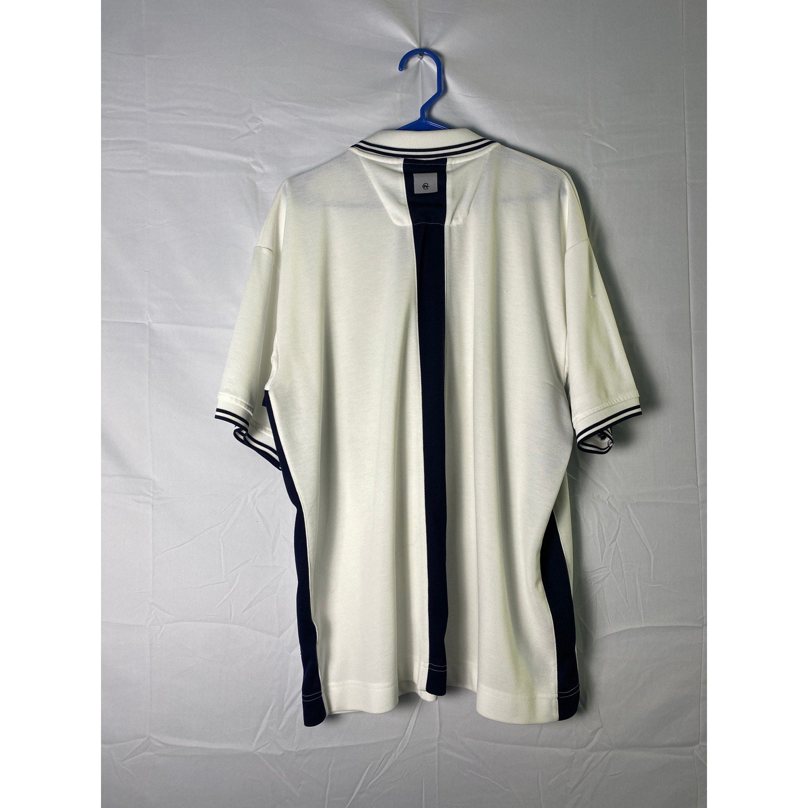 Vintage Nautica Competition Black Striped White Polo Shirt Short Sleeve Men's XL
