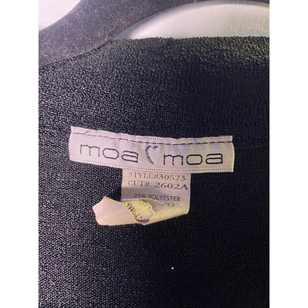 Vintage 90s Moa Moa Deep V-neck Long Sleeve Knee Length Dress Front Ring Detail Size Medium