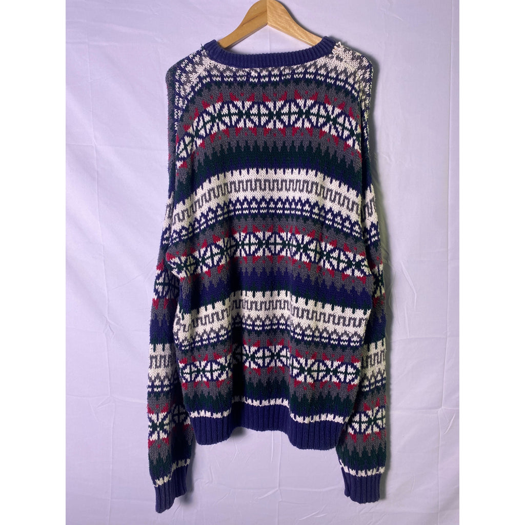 Thornton Bay 100% Cotton Chunky Knit Multicolor Fair Isle Pattern Sweater Large