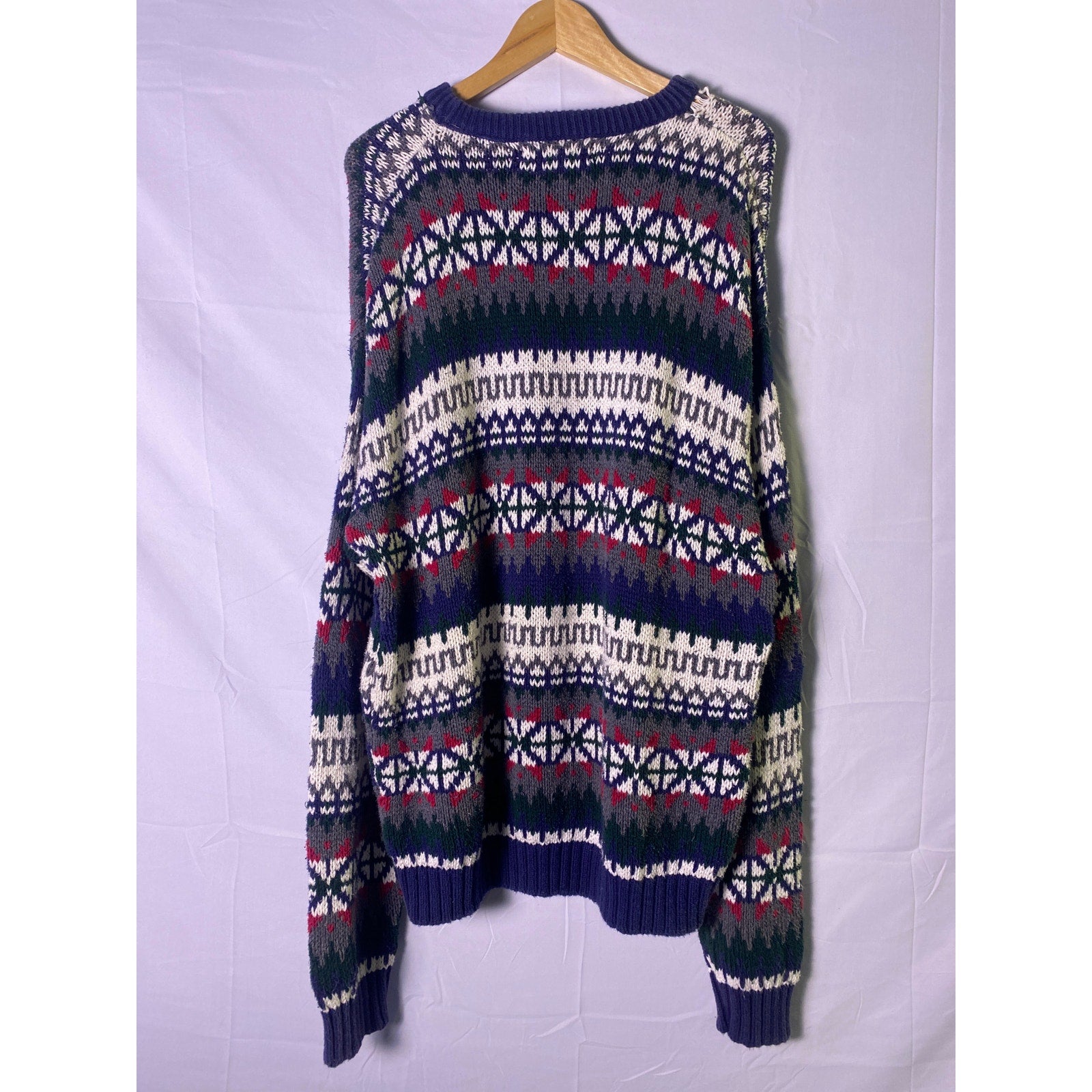 Thornton Bay 100% Cotton Chunky Knit Multicolor Fair Isle Pattern Sweater Large