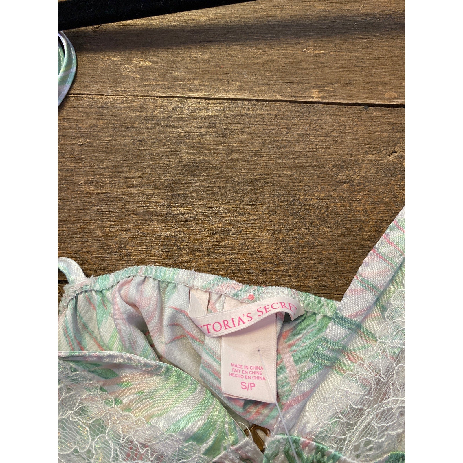 Victoria’s Secret Green Pink Floral Lingerie Baby Doll V-neck Top Women's Small