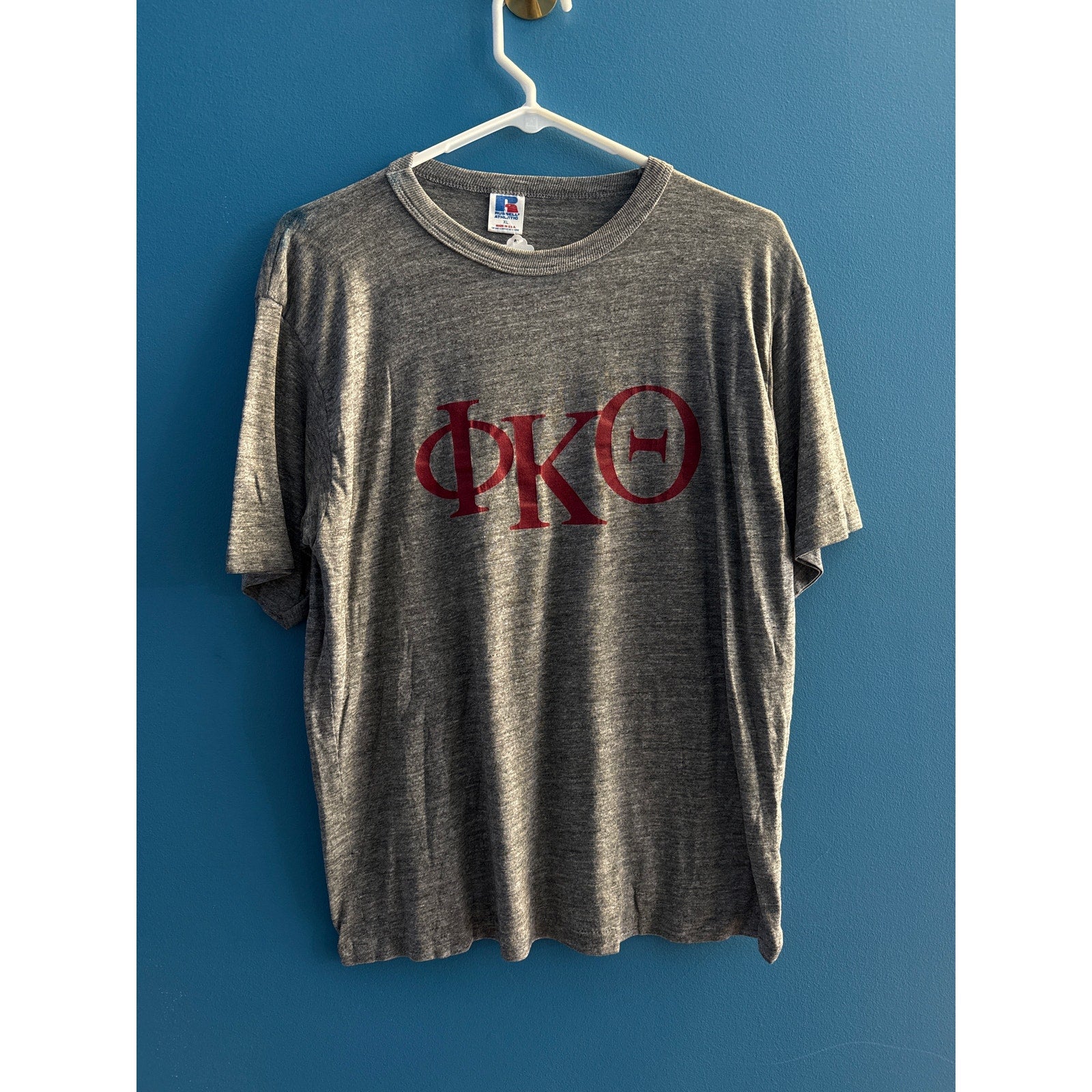 Russell Athletic Phi Kappa Theta Lettered Short Sleeve Gray T-Shirts Men's XL