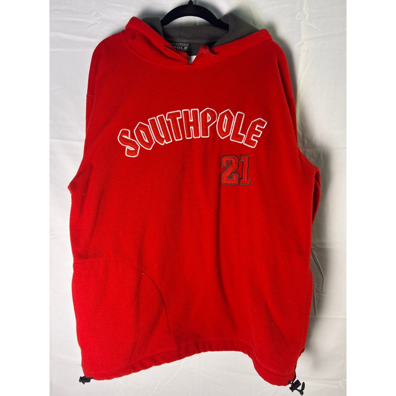 Vintage 90's Southpole Oversized Fleece Red Pullover Hoodie Sweatshirt Medium