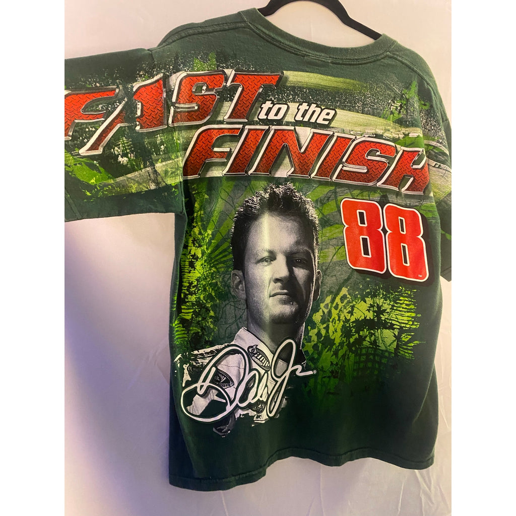 Chase Authentics Dale Jr Mountain Dew NASCAR Racing Green Graphic T-shirt Medium