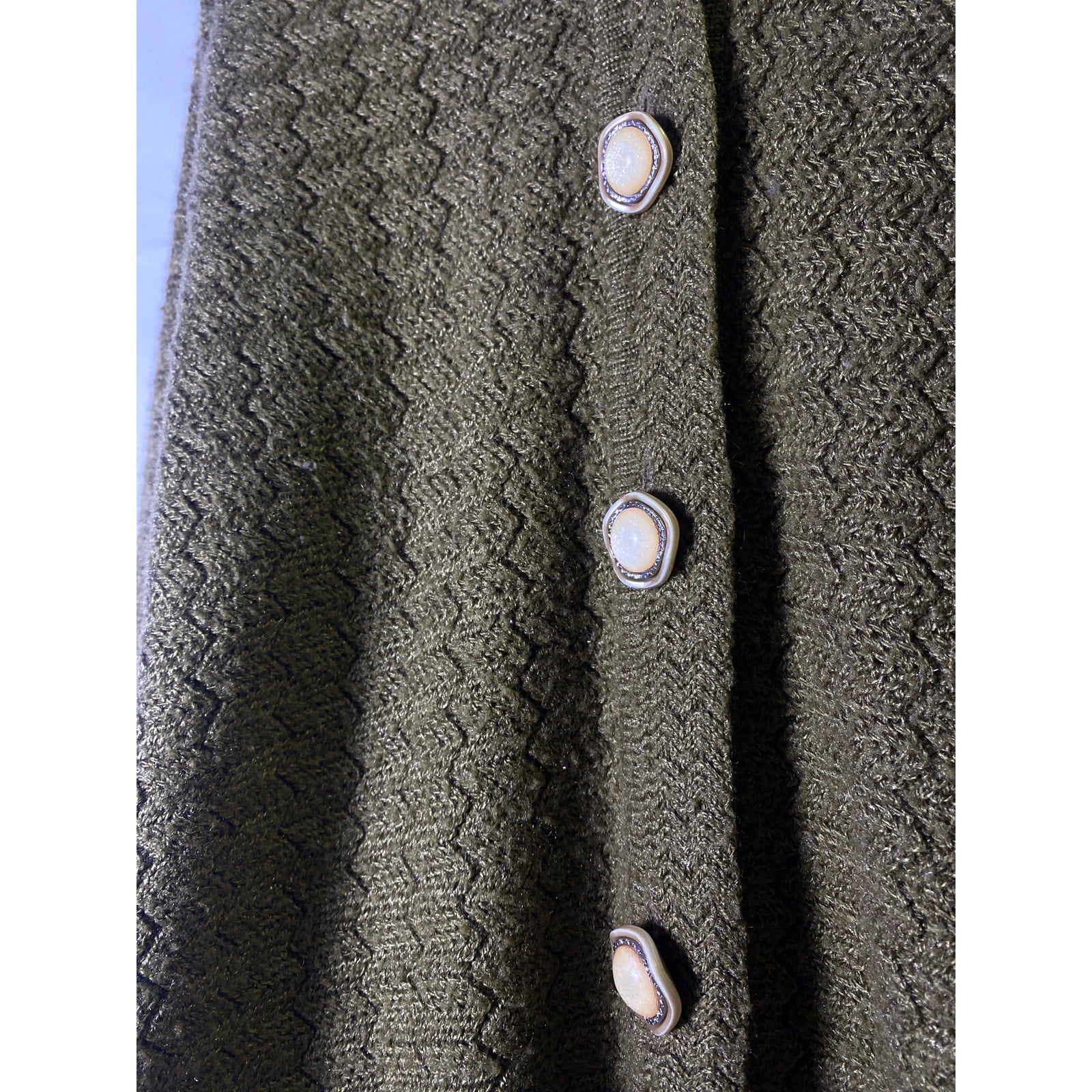 J-Mark Brown V-neck Chunky-Knit Button Front Cardigan Sweater Women's Size Large