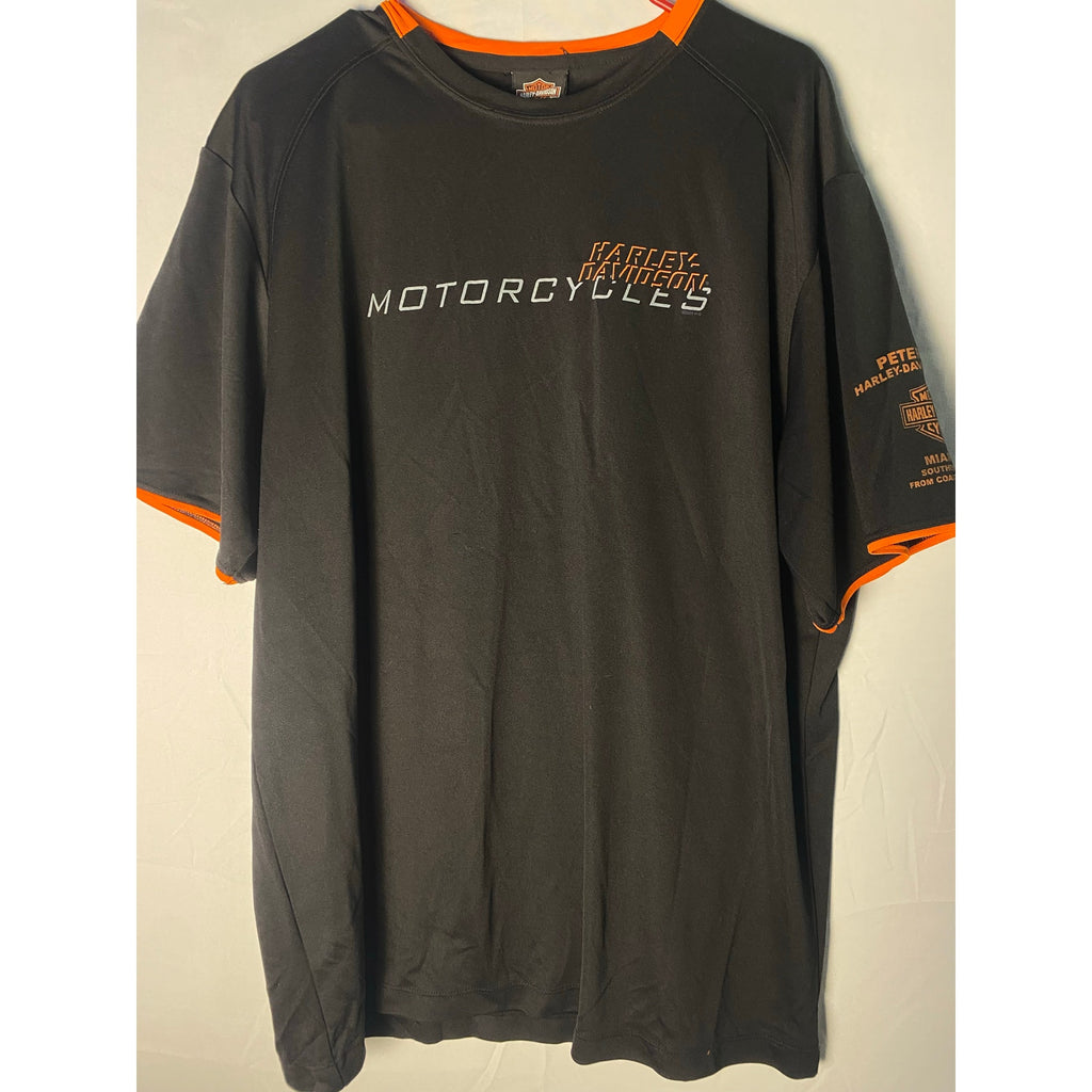 Harley Davidson Peterson's Miami, FL Southernmost Black Orange jersey Shirt L/XL