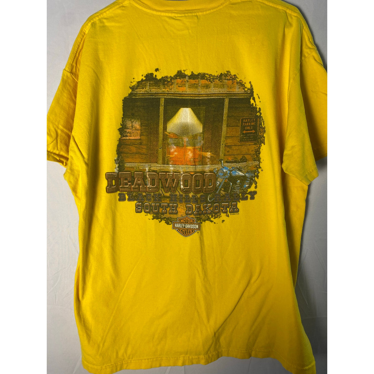 Harley Davidson STURGIS Black Hills Rally 2005 Yellow Shirt Men's Size XL-2XL?