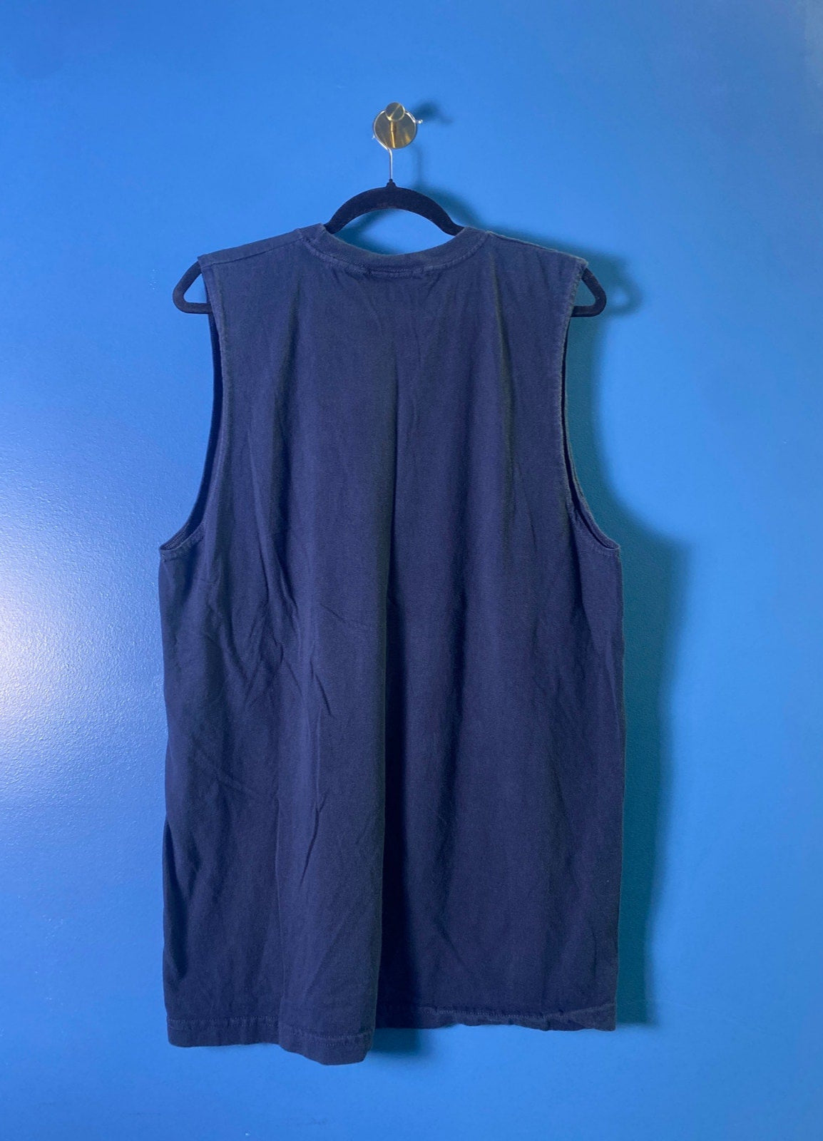 Vintage Nike Navy Blue Tank Top Center Logo Print Sleeveless Men's Size Large