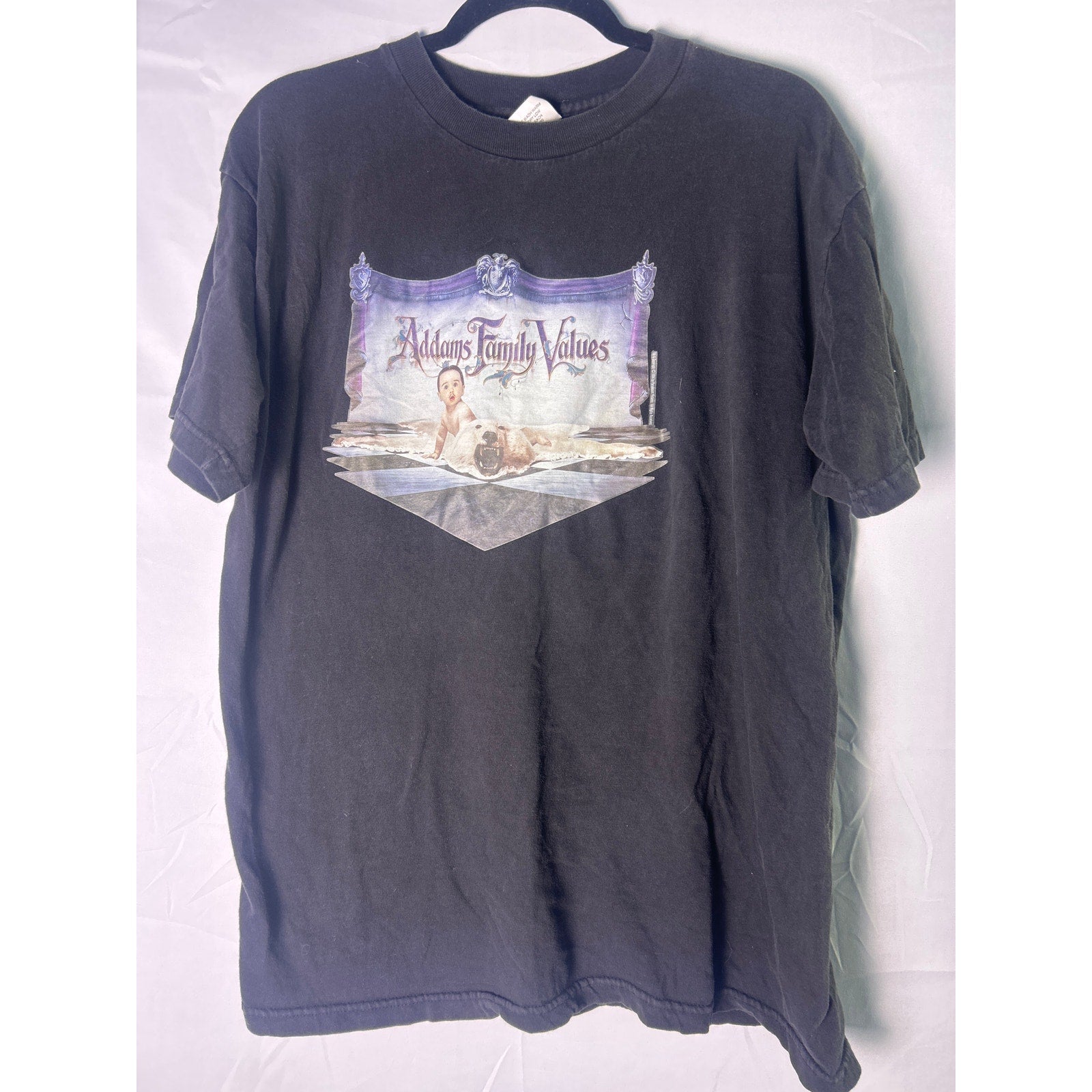 Vintage Addams Family Values Baby Pubert Promo Black Shirt Men's Size XL